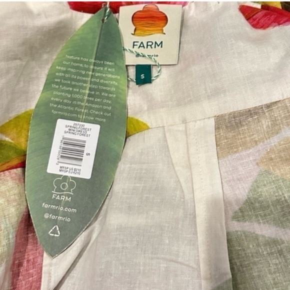 FARM Rio Spring Forest Floral Front Wrap Long Sleeve Shirt Mini Dress NEW Small - Picture 15 of 15